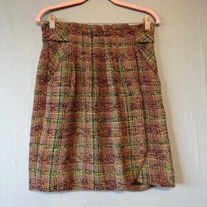 Odille Anthropologie Womens Plaid Mini Skirt Size 6 Wool Blend Academia Career